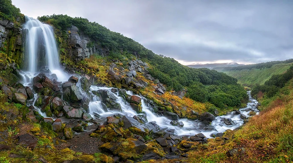 Водопад Вероникины косы Камчатка