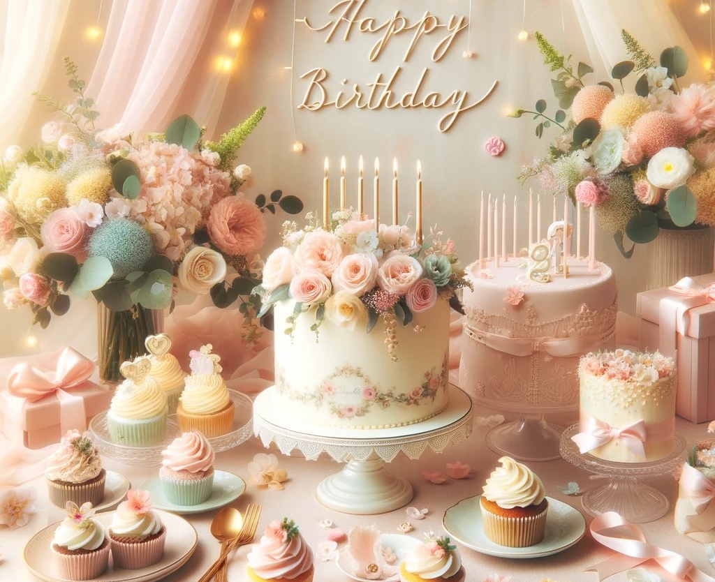 открытка с днем рождения торт с розами