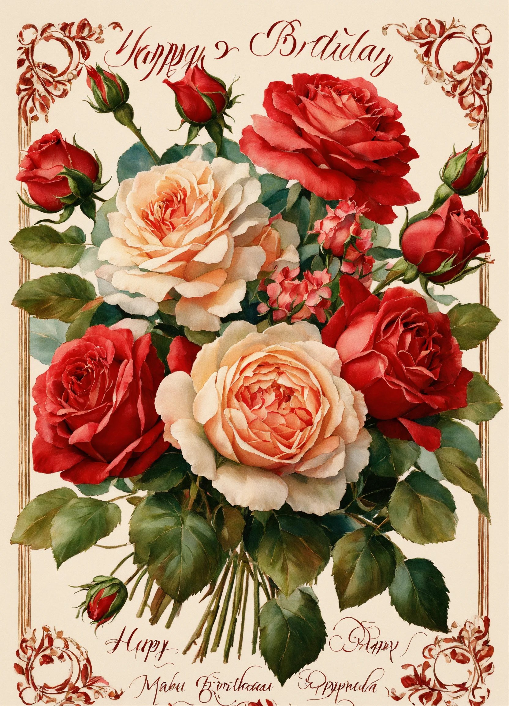 открытка шикарные розы с днем рождения