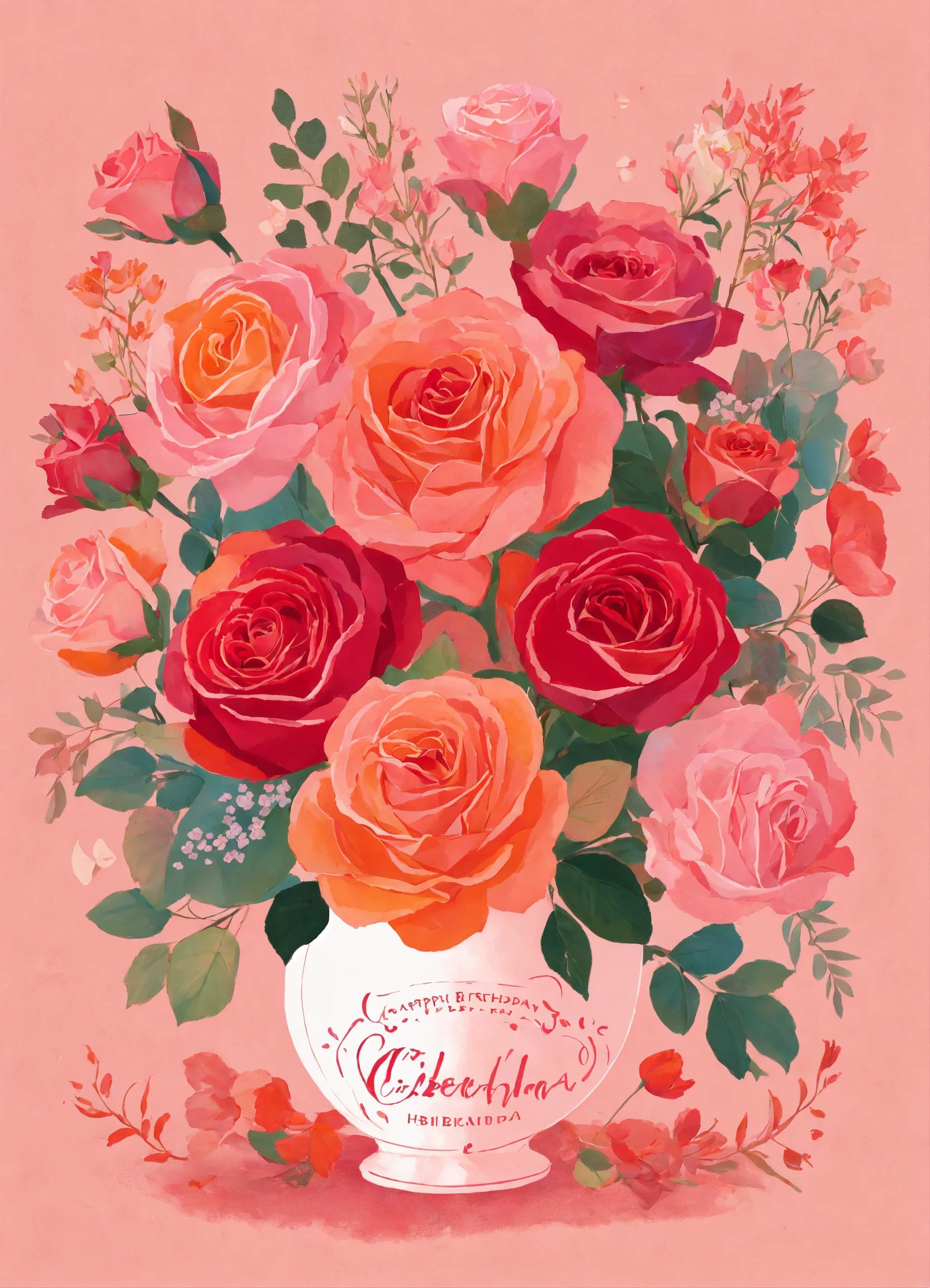 открытка с днем рождения розы красные