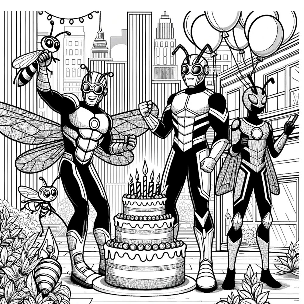 Раскраска День рождения супергерои