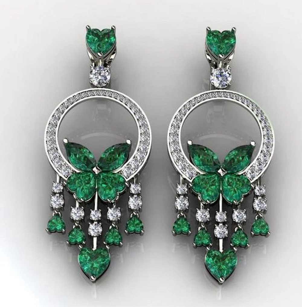 Серебр.серьги с изумрудом 333709бн 1.400р