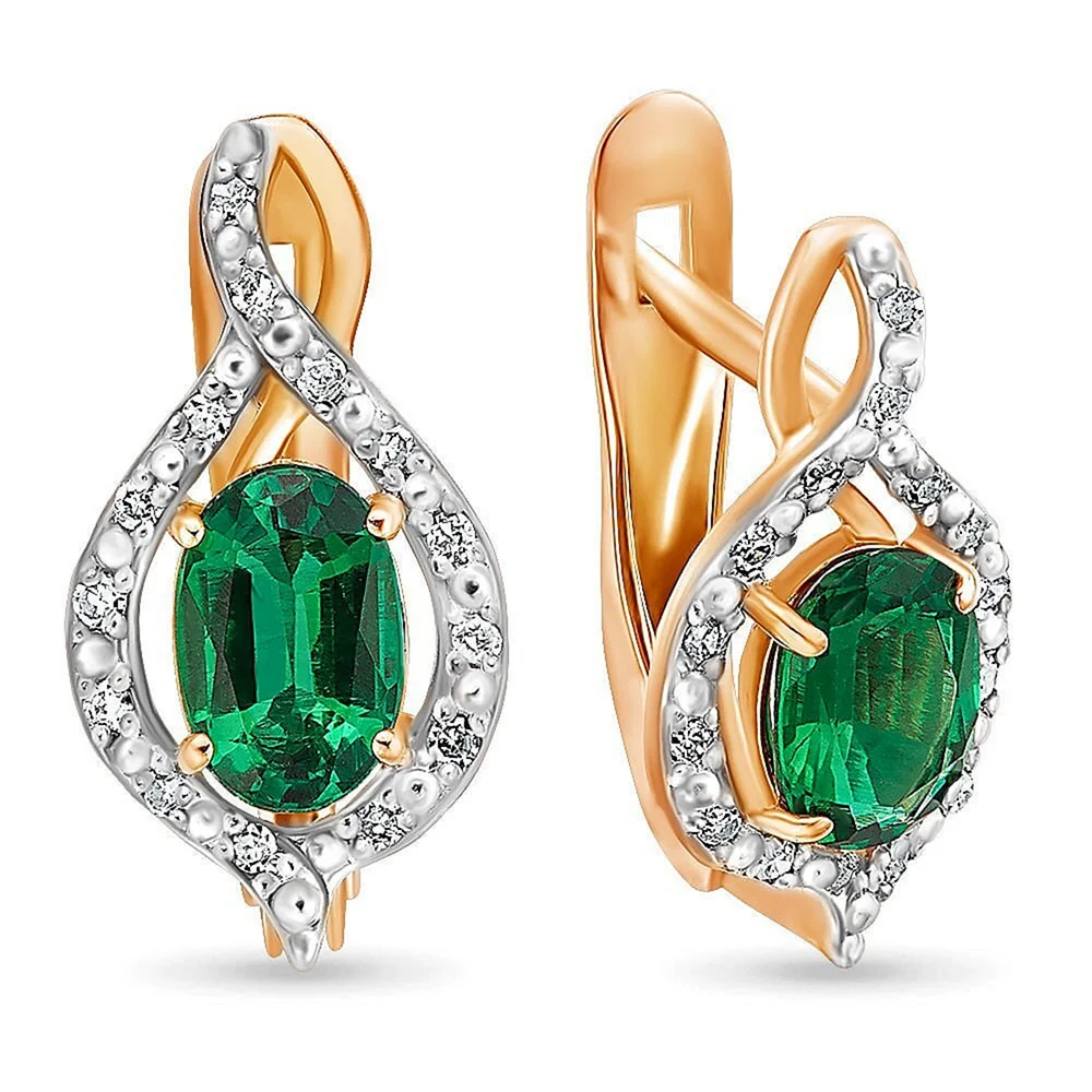 Серьги с изумрудом в золоте 585