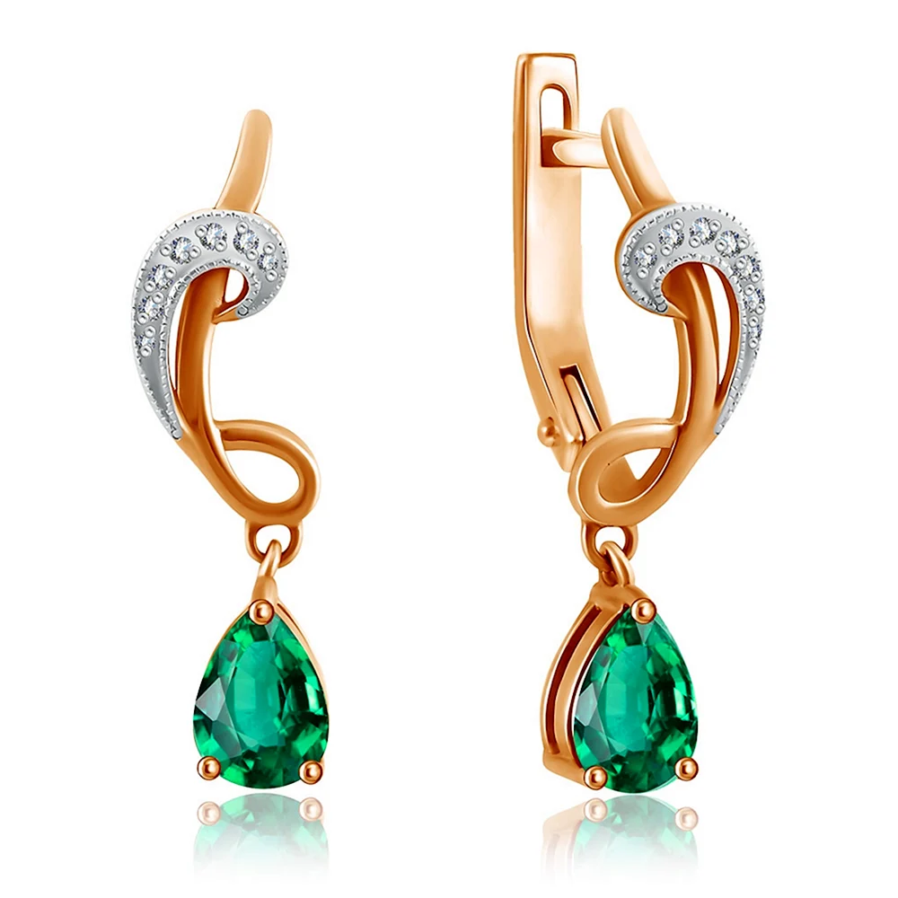 Серьги с изумрудом в золоте 585