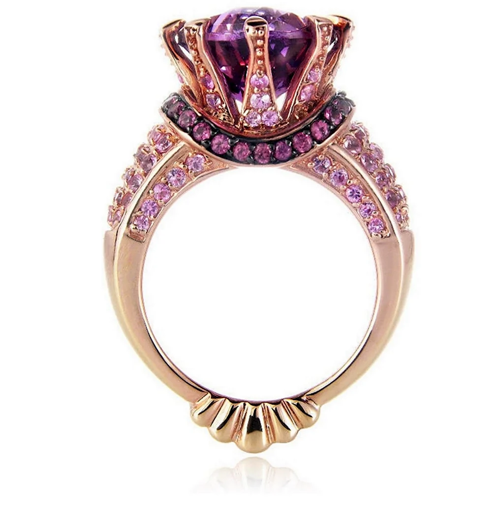 Кольцо золотое Vintage 14k Rose Gold Amethyst