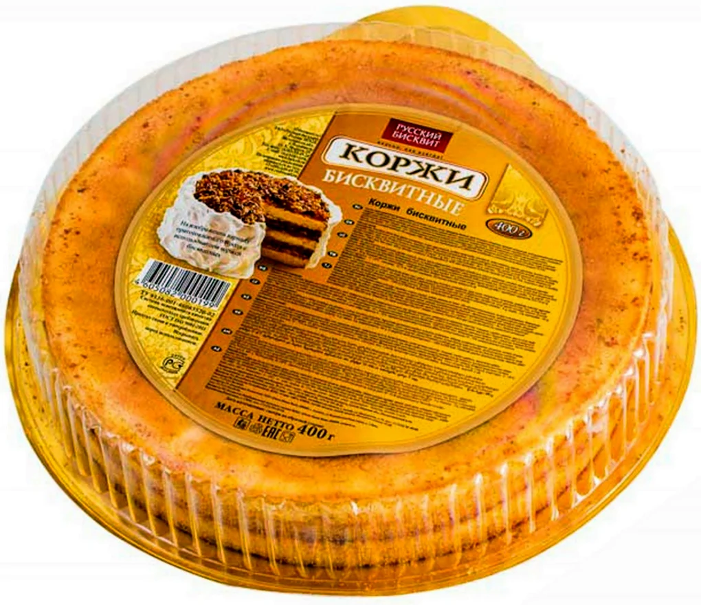 Корж русский бисквит 400г6 темный