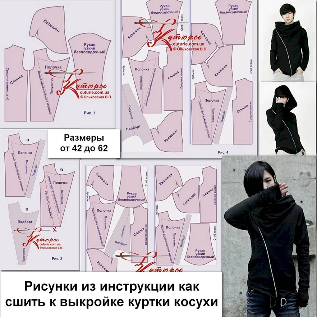 Лекала для пошива толстовки с капюшоном