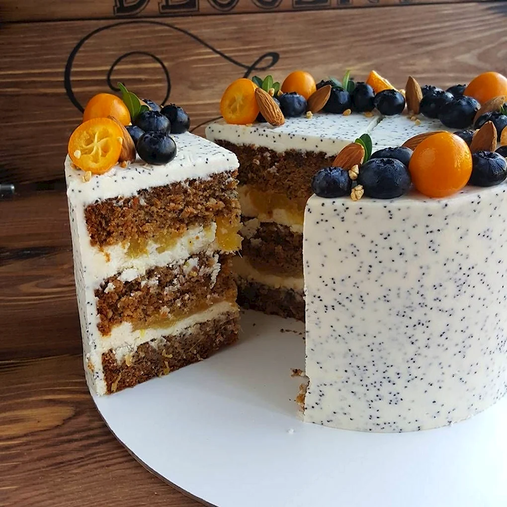 Морковный торт с апельсиновым конфи