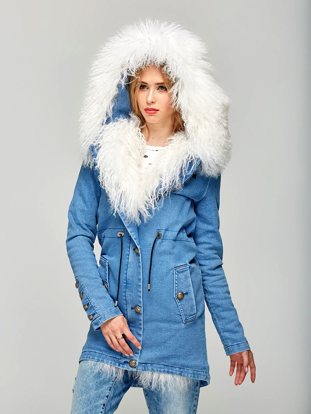 Парка Wildcat женская синяя с мехом