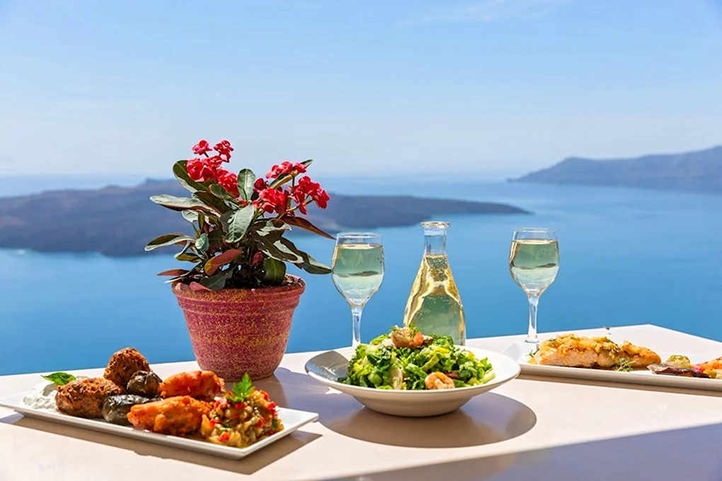 Santorini Греция вино на море