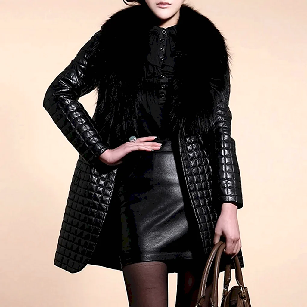 Selin Leather and fur кожаное пальто