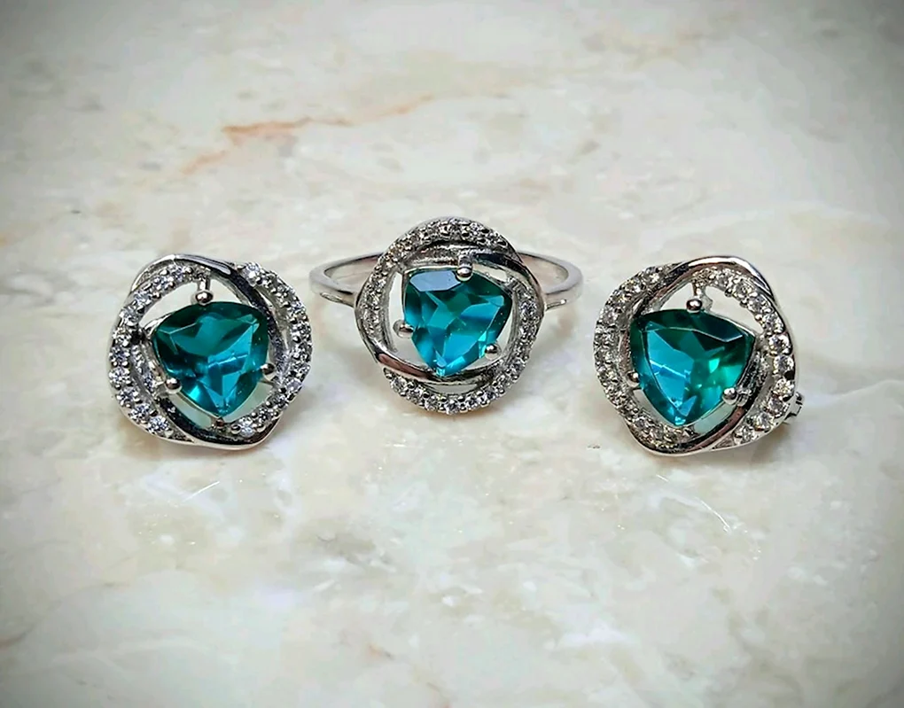 Серьги 040152 серебро Aquamarine