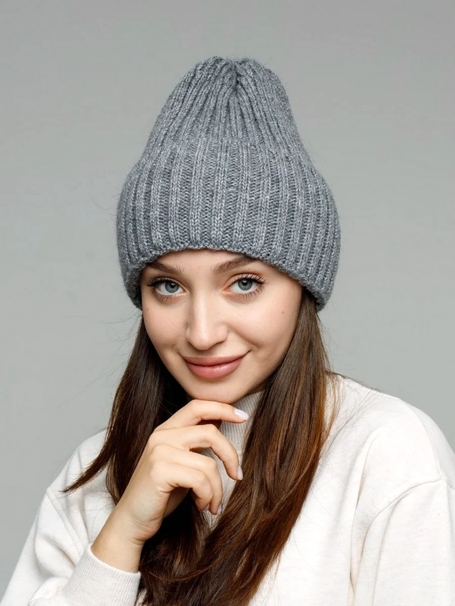 Шапка лапша серая