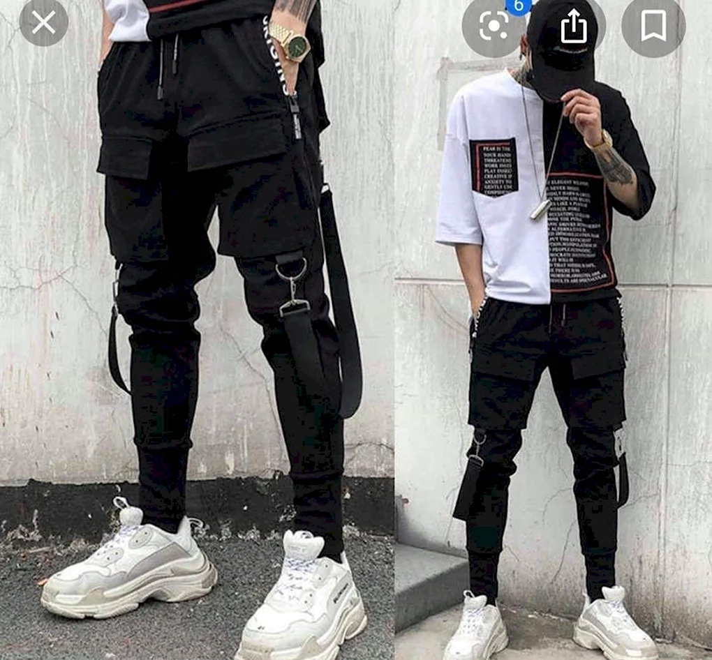 Штаны карго черные