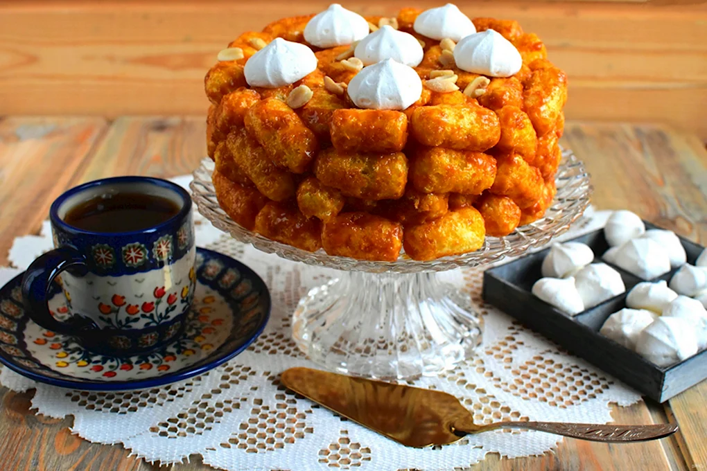 Торт из кукурузных палочек со сгущенкой