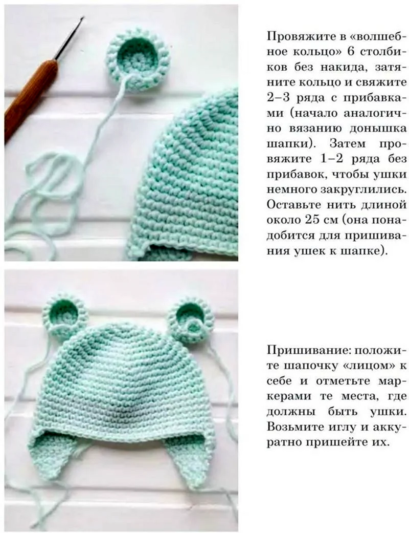 Вязание спицами чепчика для новорожденных с описанием и схемами