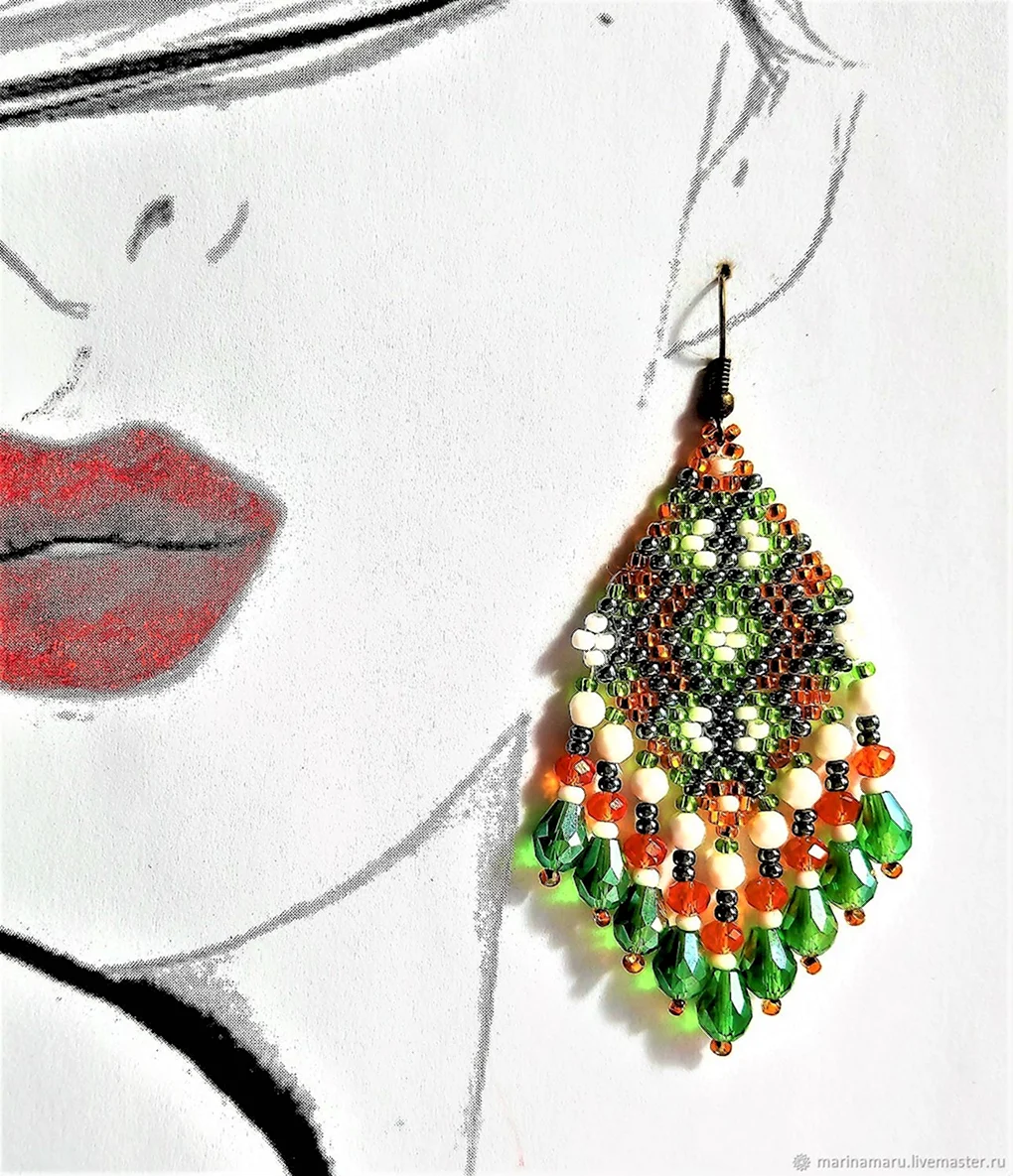 Вязаные серьги из бисера
